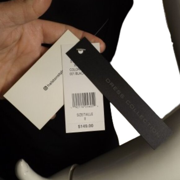 new H HALSTON Dress, 8, Black, Asymmetrical, Ruffle front, Sleeveless - Picture 15 of 15